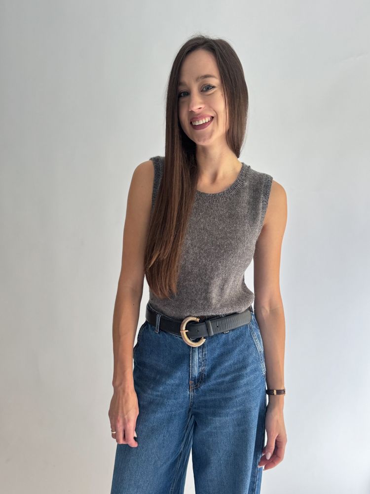 Wełniana szara kamizelka handmade 3